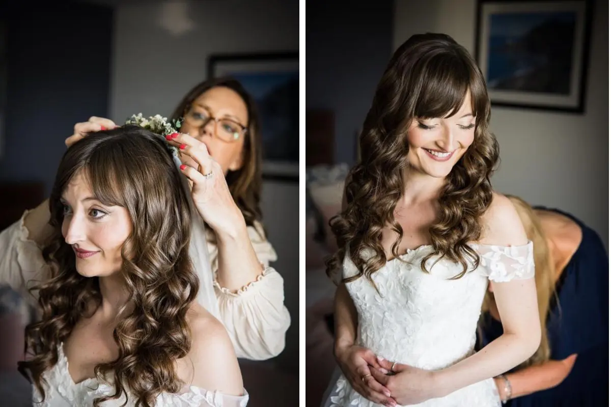 Bridal hair styling by Cathy Vanstone, Pearl and Rouge, Devon