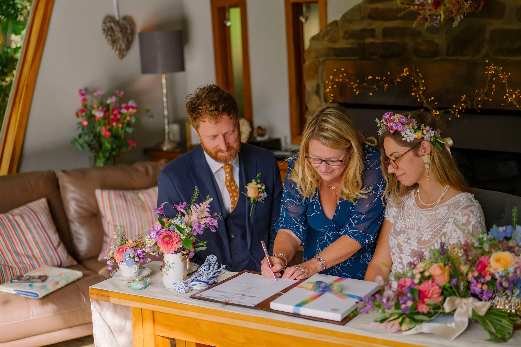 Intimate elopement ceremony with Celebrant Sue by Your Side at Millbrook Estate Devon