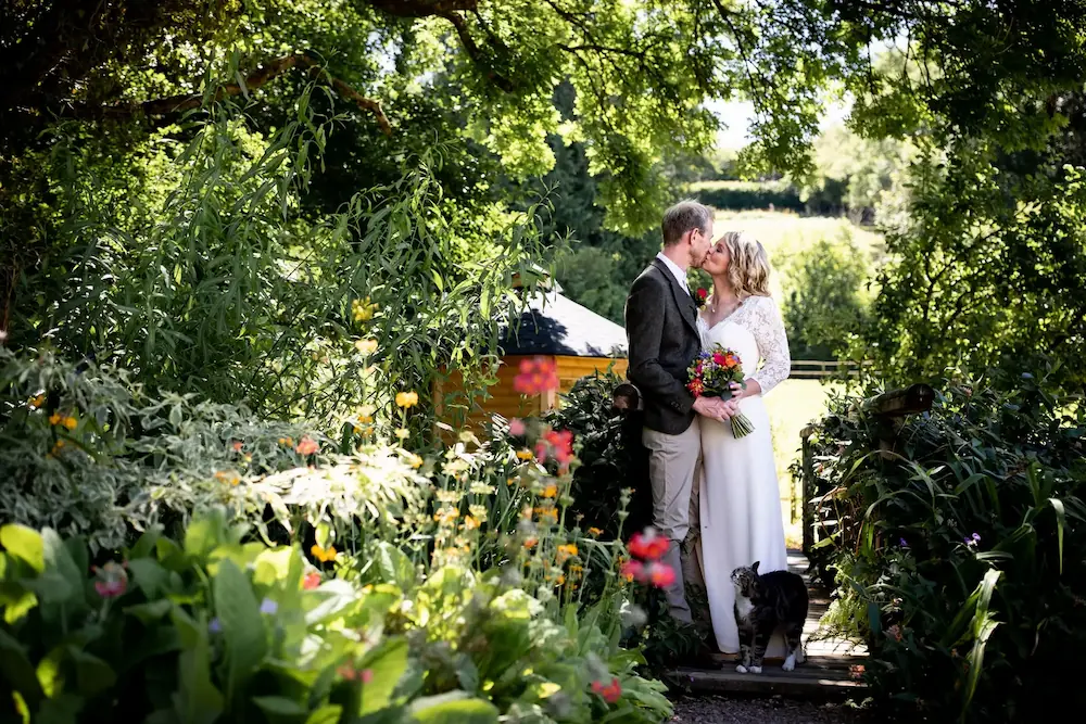 Romantic couple after getting married at Millbrook Estate