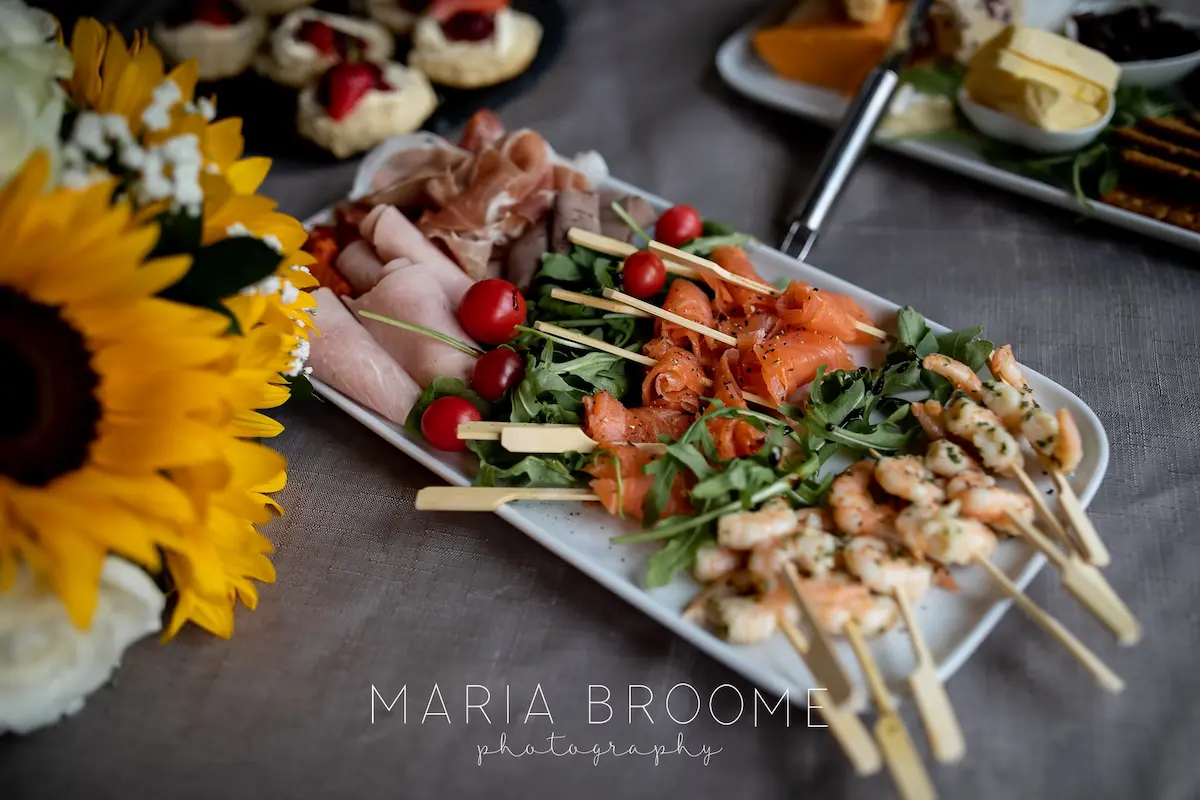 Grazing board by Justine Wood set up in the summer house at Millbrook Estate, North Devon