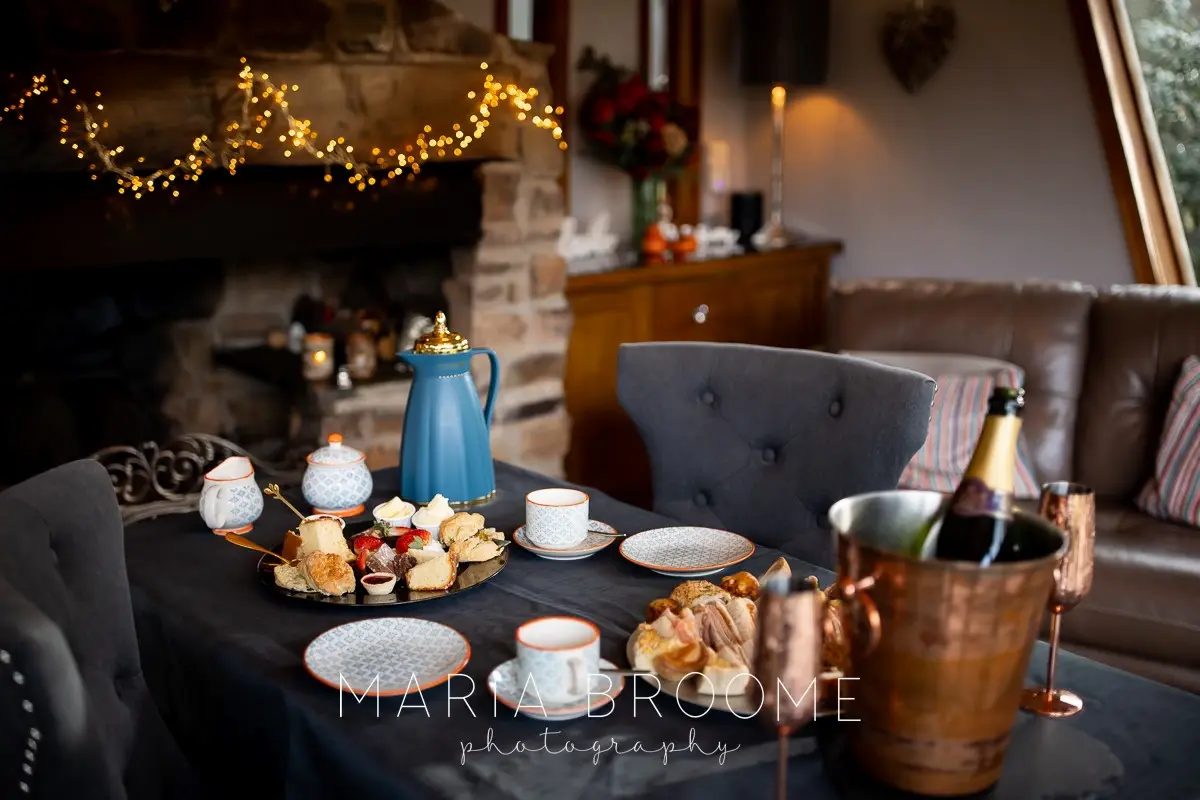 Private dining table set for two by Justine Wood at Millbrook Estate, Devon