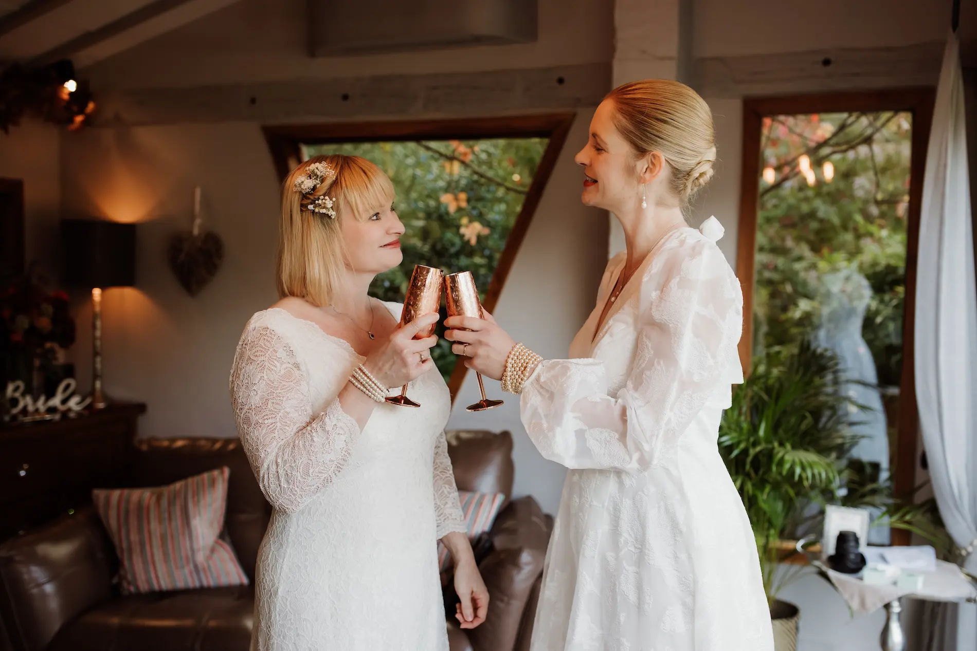 Two brides at Millbrook Estate elopement wedding Devon