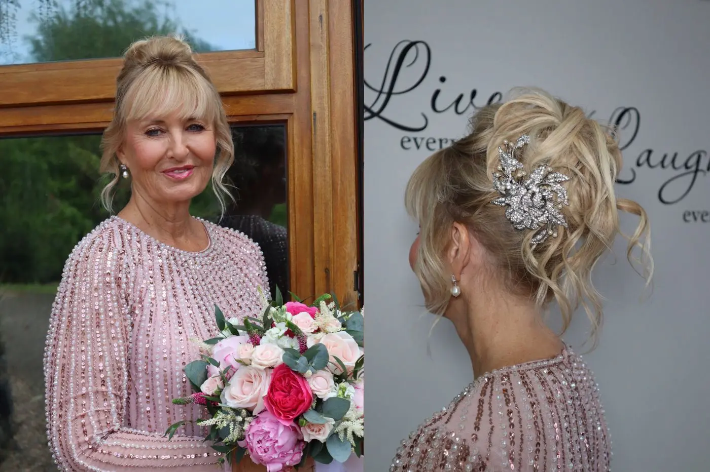 Mercedes Hayward styling bridal hair for an intimate wedding at Millbrook Estate, North Devon