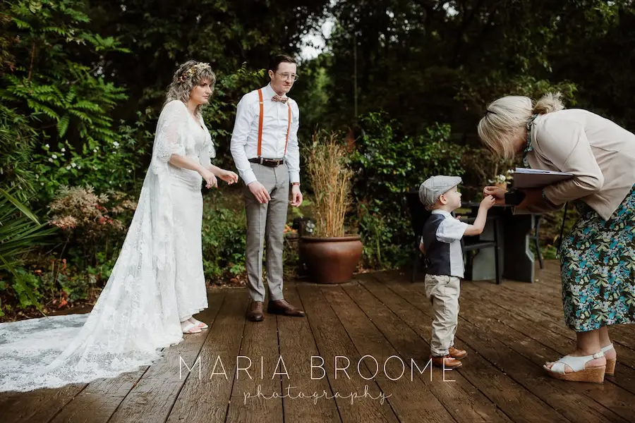 Micro wedding ceremony with family and friends in Devon